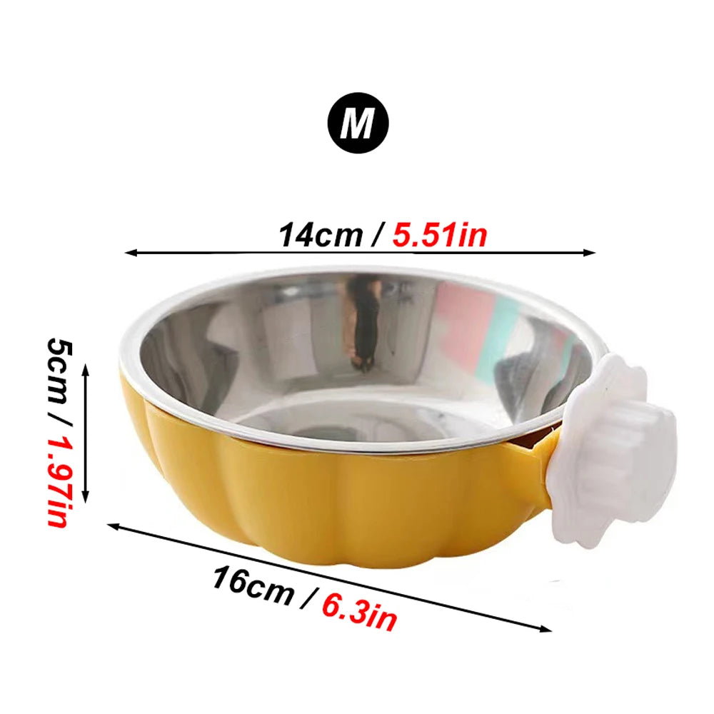 Stainless Steel Pet Bowl | Movable Hanging Food Bowl Pumpkin Shaped for Small Animal Feeding - ZOOMNSTORE