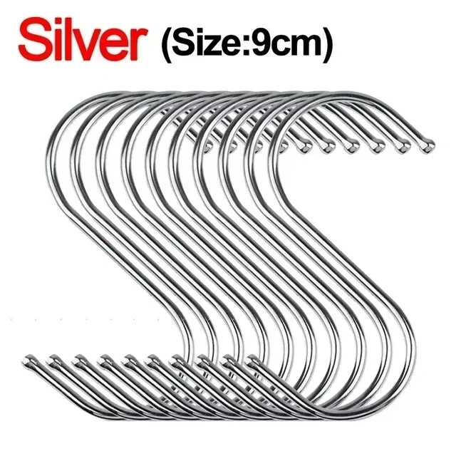 Stainless Steel S Hooks - Sharp Tip Multi Purpose Hanging Hooks for Kitchen & Butcher Shop - ZOOMNSTORE