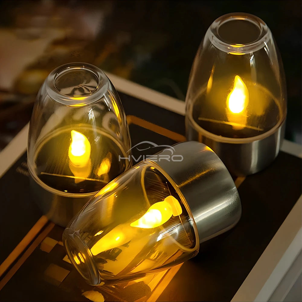 Stainless Steel Solar LED Candle - Outdoor Decorative Night Light for Courtyard Halloween - ZOOMNSTORE