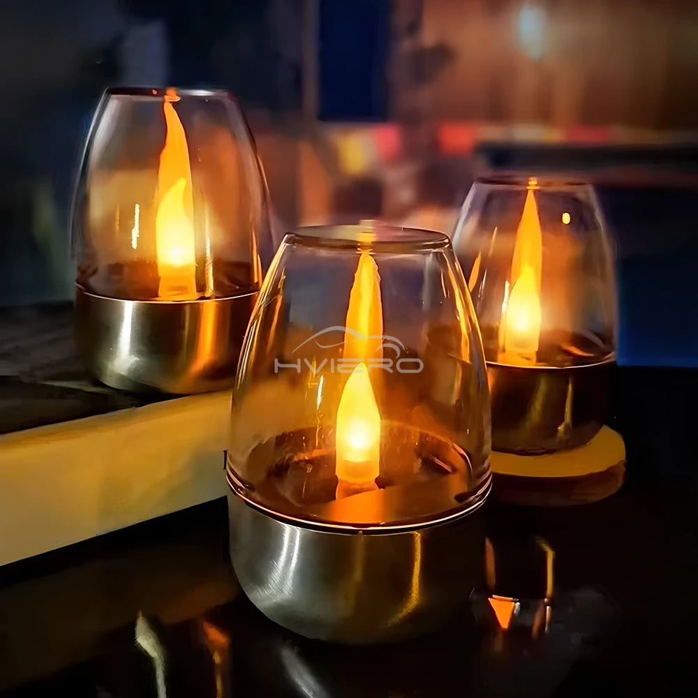 Stainless Steel Solar LED Candle - Outdoor Decorative Night Light for Courtyard Halloween - ZOOMNSTORE