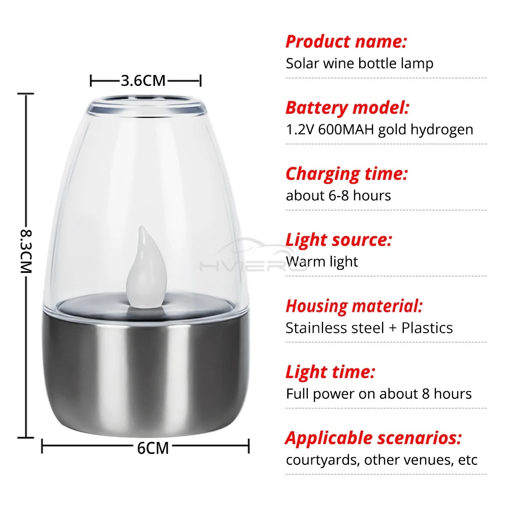 Stainless Steel Solar LED Candle - Outdoor Decorative Night Light for Courtyard Halloween - ZOOMNSTORE
