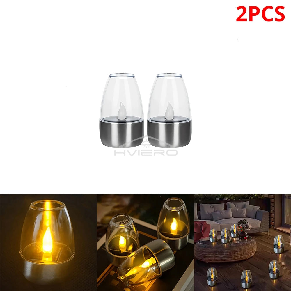 Stainless Steel Solar LED Candle - Outdoor Decorative Night Light for Courtyard Halloween - ZOOMNSTORE