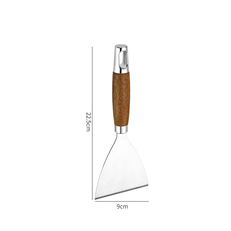 Stainless Steel Wooden Handle Spatula - Cooking BBQ Teppanyaki Tool - ZOOMNSTORE