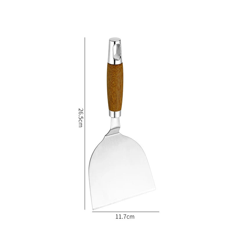 Stainless Steel Wooden Handle Spatula - Cooking BBQ Teppanyaki Tool - ZOOMNSTORE