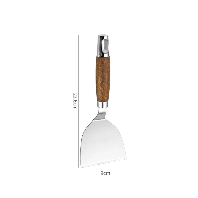 Stainless Steel Wooden Handle Spatula - Cooking BBQ Teppanyaki Tool - ZOOMNSTORE