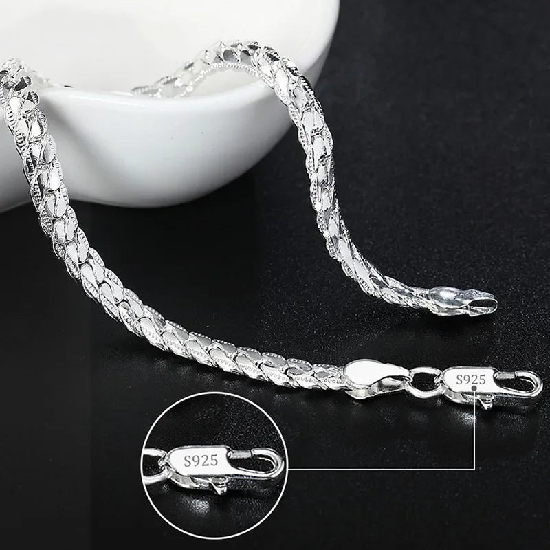 Fine Noble 925 Sterling Silver Solid Chain Bracelet For Women Men Charm Party Gift Wedding party Fashion Jewelry - ZOOMNSTORE