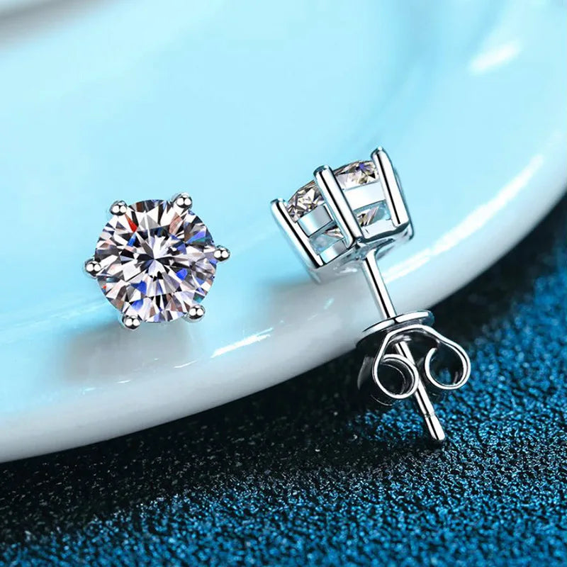 GRA 100% Real Sterling Silver 2 Certificate Moissanites D VVS1 Earrings Stud Pass Diamond Tester Pen For Women Wedding Jewelry - ZOOMNSTORE