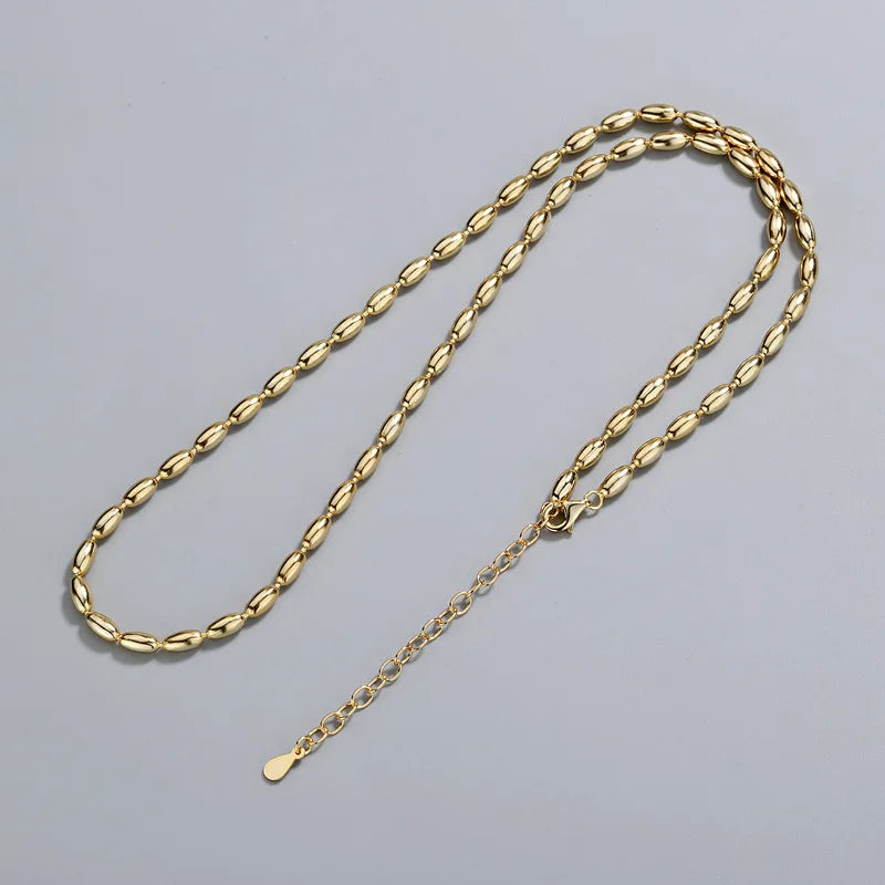 Sterling Silver Necklace - Handmade Beaded Collarbone Chain for Wedding Gift - ZOOMNSTORE