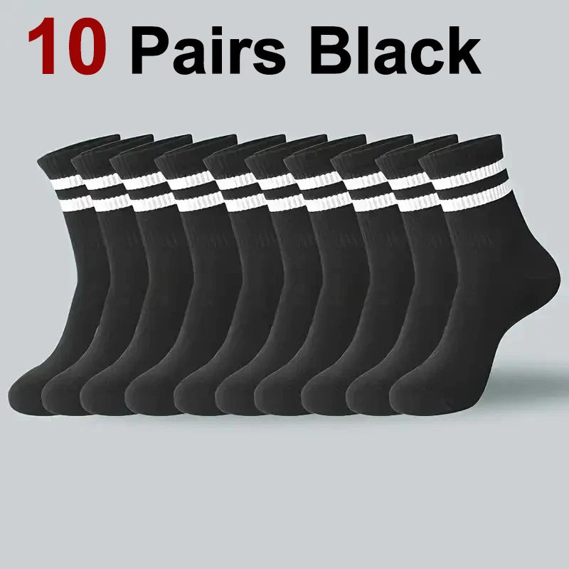 Striped Crew Socks – Breathable Odor Proof Men’s Casual Soft Polyester Spandex Socks - ZOOMNSTORE