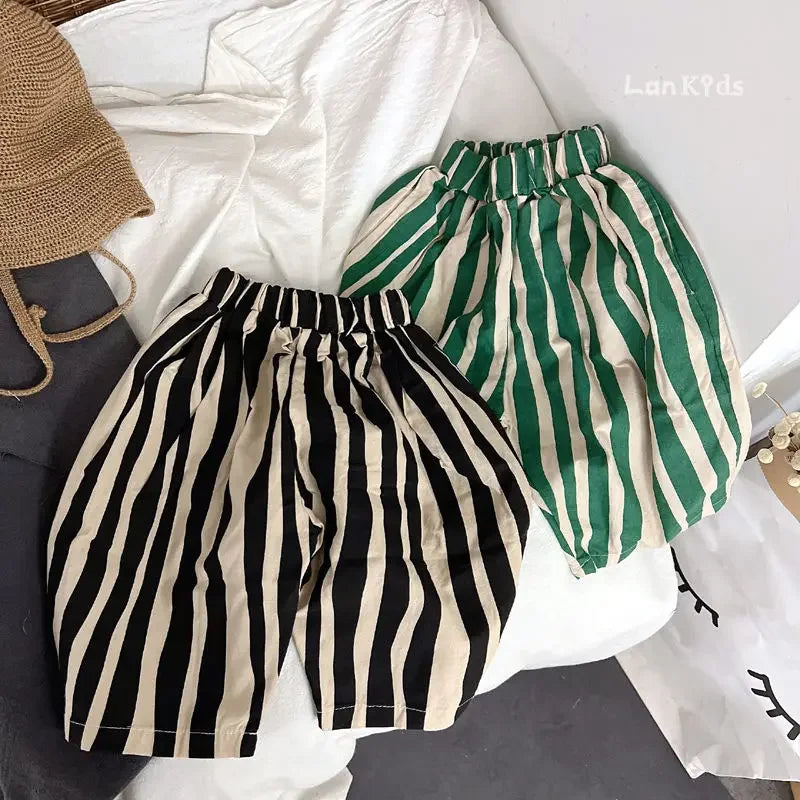 Striped Toddler Shorts - Soft Breathable Casual Pants for Spring Summer - ZOOMNSTORE