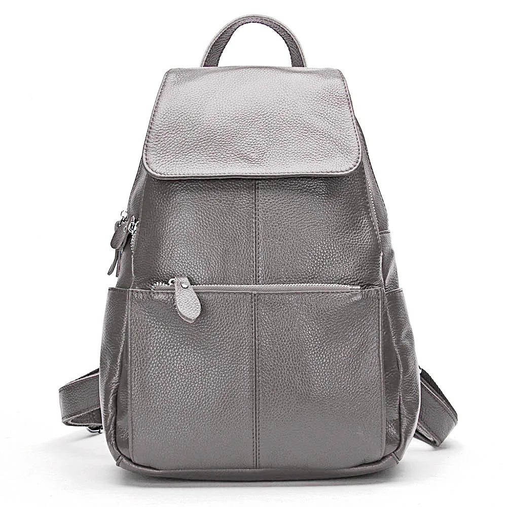 Stylish Black and White Leather Womens Backpack - Anti-Theft Large Capacity Travel Rucksack - ZOOMNSTORE
