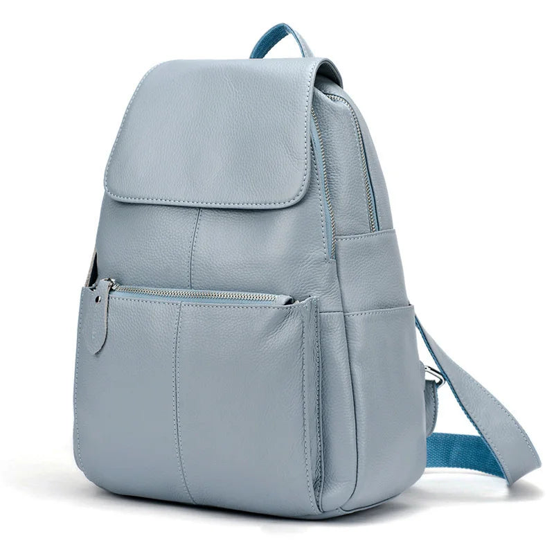 Stylish Black and White Leather Womens Backpack - Anti-Theft Large Capacity Travel Rucksack - ZOOMNSTORE