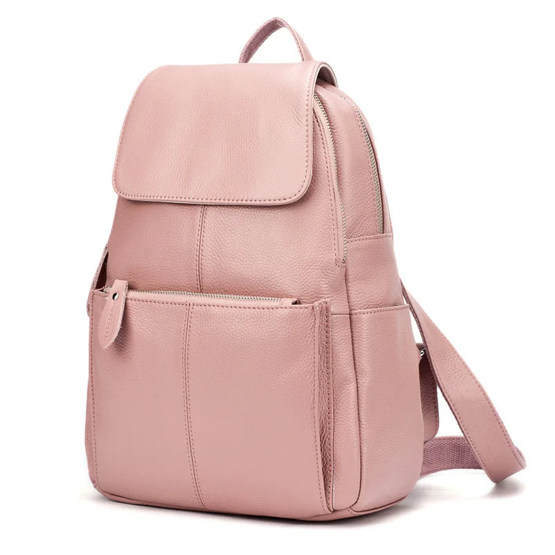 Stylish Black and White Leather Womens Backpack - Anti-Theft Large Capacity Travel Rucksack - ZOOMNSTORE
