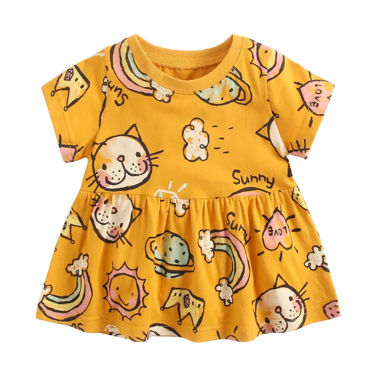 Summer Baby Dress - Cute Short Sleeve Cotton Dress for Girls - ZOOMNSTORE