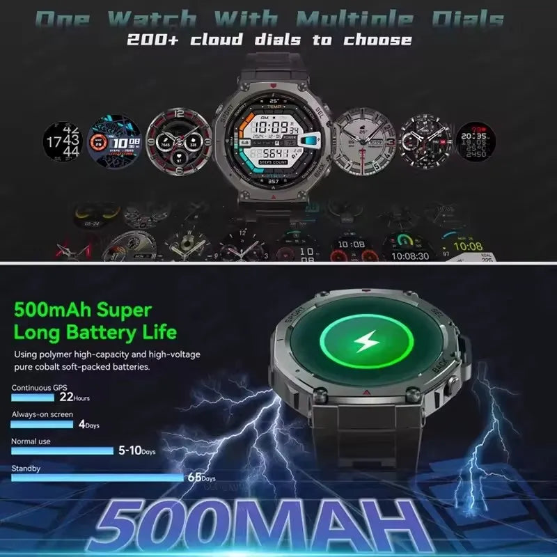 T-Rex 3 Ultra GPS Smart Watch - 5 ATM Waterproof Military Sport Smartwatch for Men - ZOOMNSTORE
