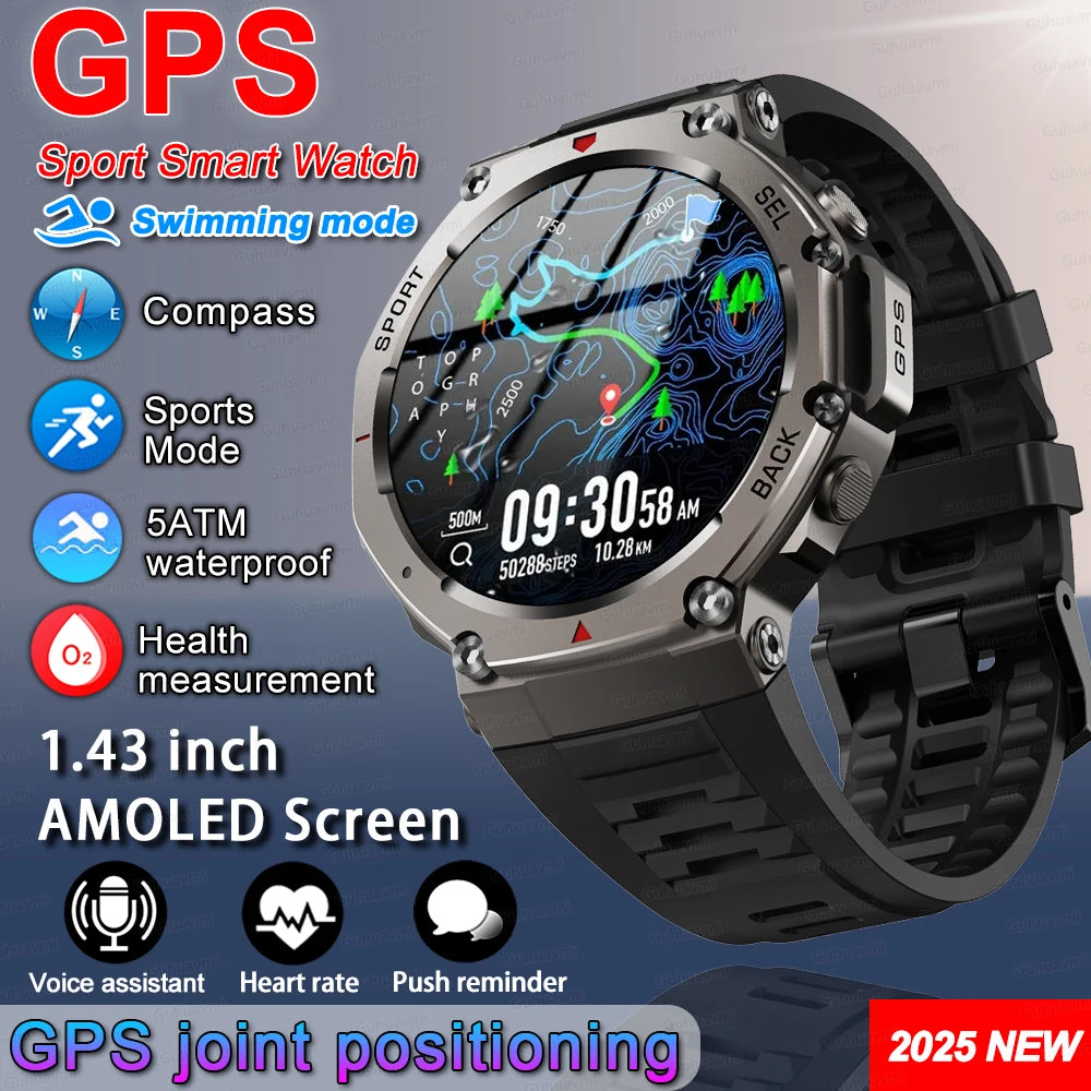 T-Rex 3 Ultra GPS Smart Watch - 5 ATM Waterproof Military Sport Smartwatch for Men - ZOOMNSTORE
