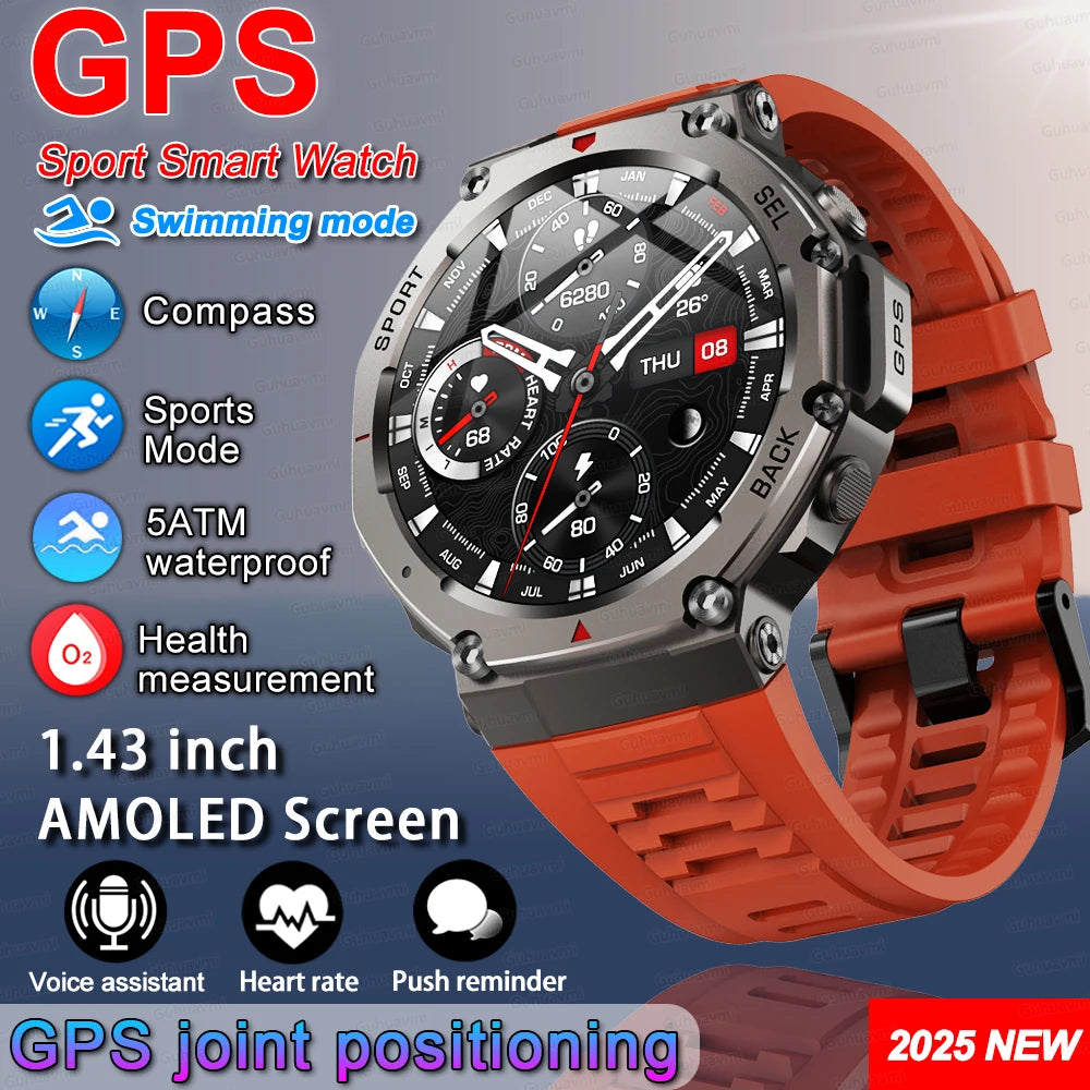 T-Rex 3 Ultra GPS Smart Watch - 5 ATM Waterproof Military Sport Smartwatch for Men - ZOOMNSTORE