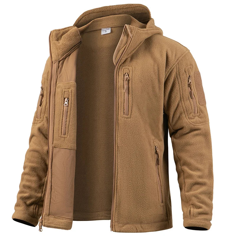 Tactical Fleece Jacket – Men's Military Hooded Full Zip Winter Coat With Multi-Pockets - ZOOMNSTORE