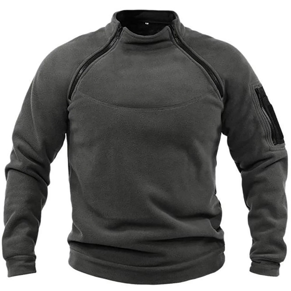 Men's Tactical Outdoor Fleece Jacket Clothes Warm Zippers Pullover Men Windproof Coat Thermal Hiking Sweatshirt - ZOOMNSTORE