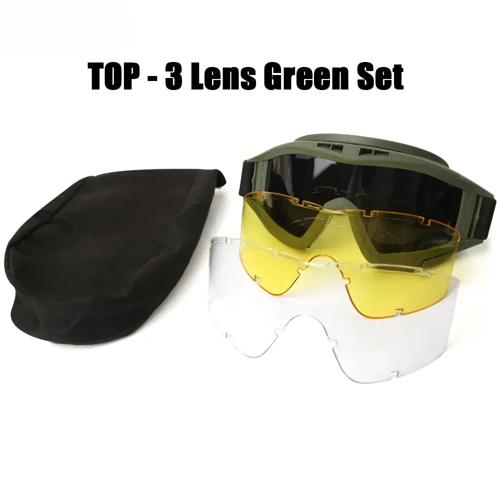 Tactical Goggles - Heavy Duty Windproof Sand Control Eyewear with Replaceable Lenses - ZOOMNSTORE