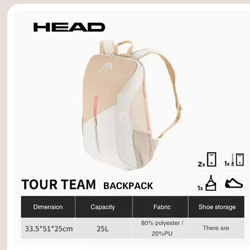 Tennis Backpack - Lightweight Sports Bag With Separated Shoe Compartment | HEAD Brand - ZOOMNSTORE