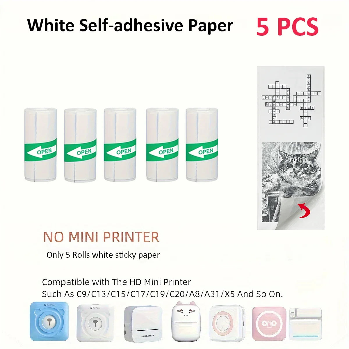 Mini Thermal Sticker Paper - 57mm Color Label Sheets for PeriPage PAPERANG Poooli Printers - ZOOMNSTORE