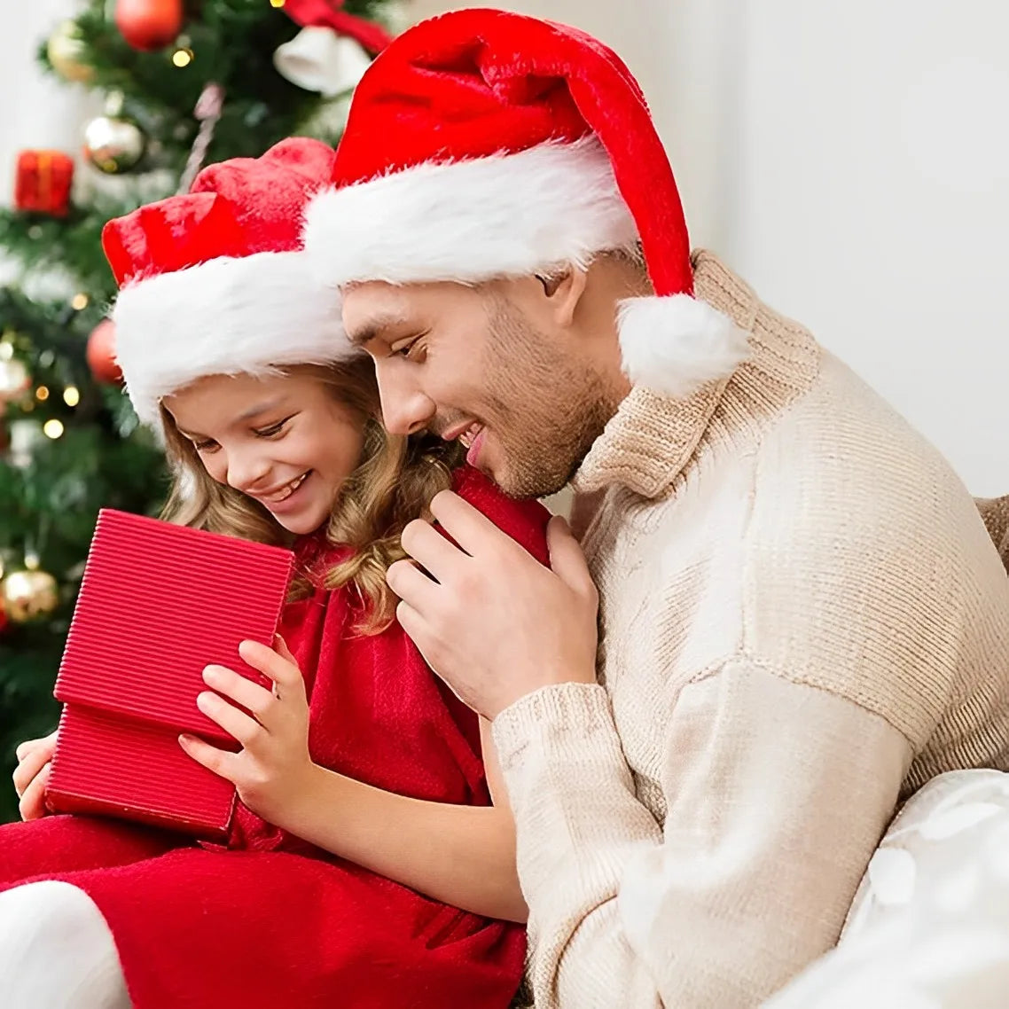 Thick Plush Christmas Santa Hat - Holiday Red Hat for Adults Kids - ZOOMNSTORE