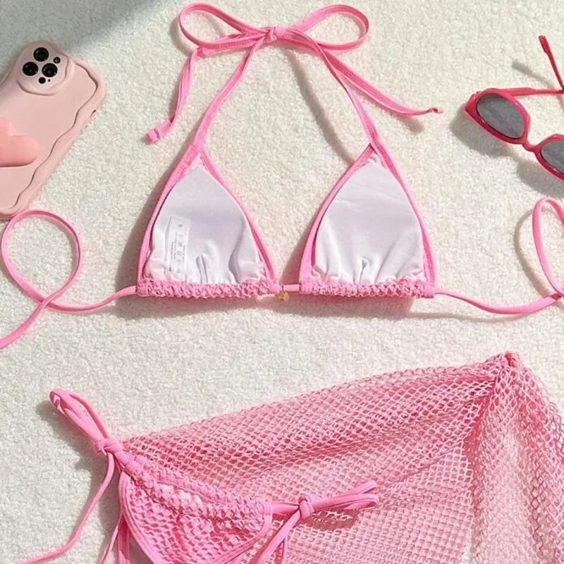 Three-Piece Womens Bikini Set - Sexy Beach Swimsuit for Pool Sun - ZOOMNSTORE
