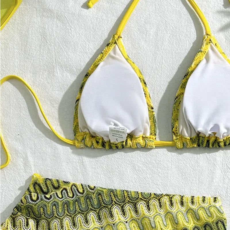 Three-Piece Womens Bikini Set - Sexy Beach Swimwear 2025 - ZOOMNSTORE