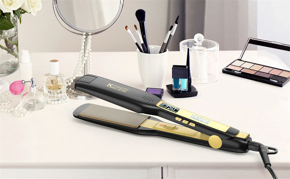 Titanium Flat Iron – Professional Hair Straightener with Digital LCD Display & Dual Voltage - ZOOMNSTORE