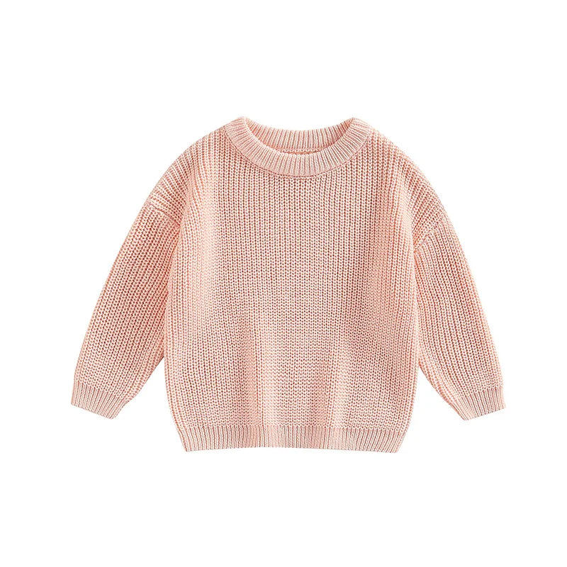 Toddler Crew Neck Sweaters - Soft Warm Knit Pullovers For Kids, Machine Washable - ZOOMNSTORE