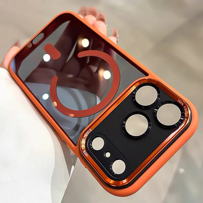 Transparent Metal Bumper Case for iPhone 11-17 Pro Max Plus - MagSafe Compatible Clear Cover - ZOOMNSTORE