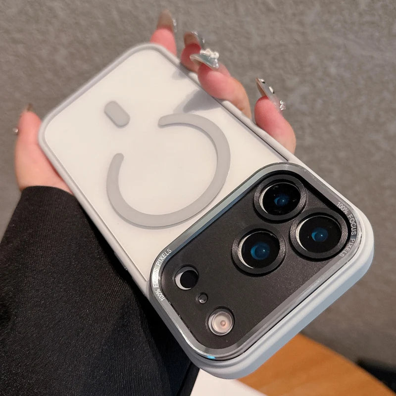 Transparent Metal Bumper Case for iPhone 11-17 Pro Max Plus - MagSafe Compatible Clear Cover - ZOOMNSTORE