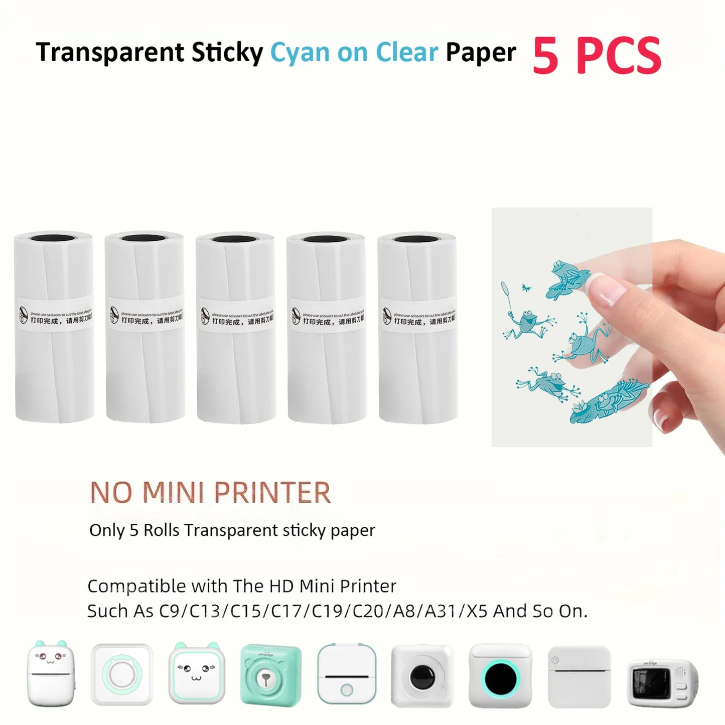 Transparent Self-Adhesive Thermal Paper - 57x25mm for Micro Thermal Printers - ZOOMNSTORE