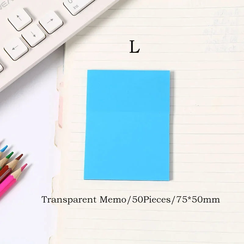 Transparent Sticky Notes - 50pcs Colorful Notepad Stickers for School Office - ZOOMNSTORE