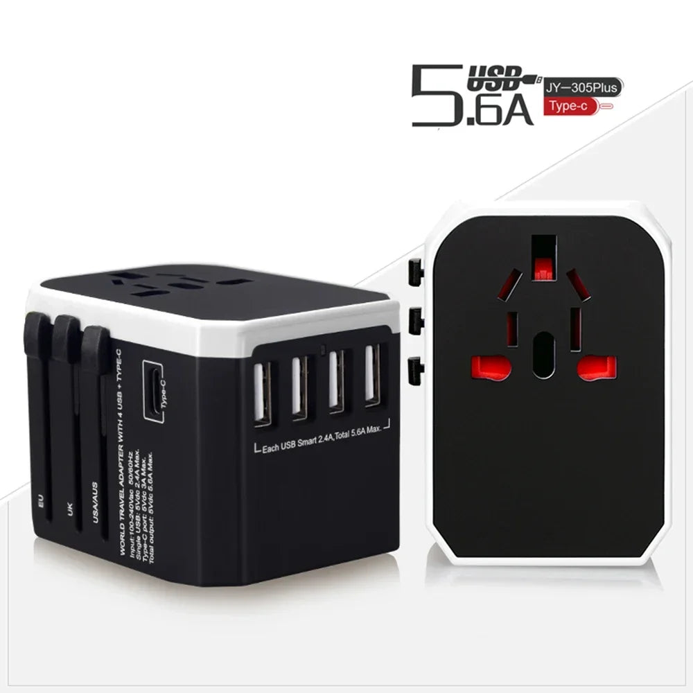 Melery Travel Smart Adapter International Plug Adaptor Wall USB Type C Charger AC Power US EU UK AU for iPhone iPad Android - ZOOMNSTORE