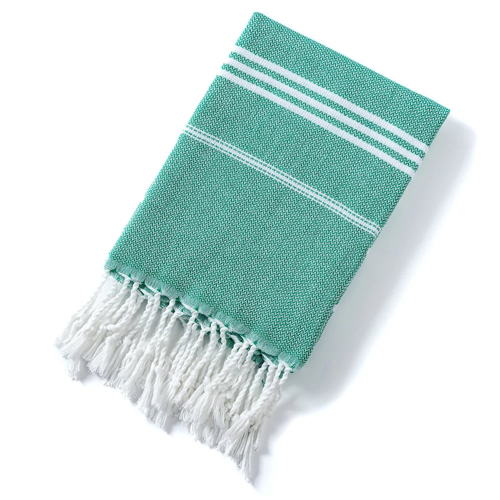 Cotton Turkish Beach Towel 90*180CM Sauna Spa Gym sports Fitness Fringed Bath Towel kitchen Soft Absorbent Quick drying towels - ZOOMNSTORE