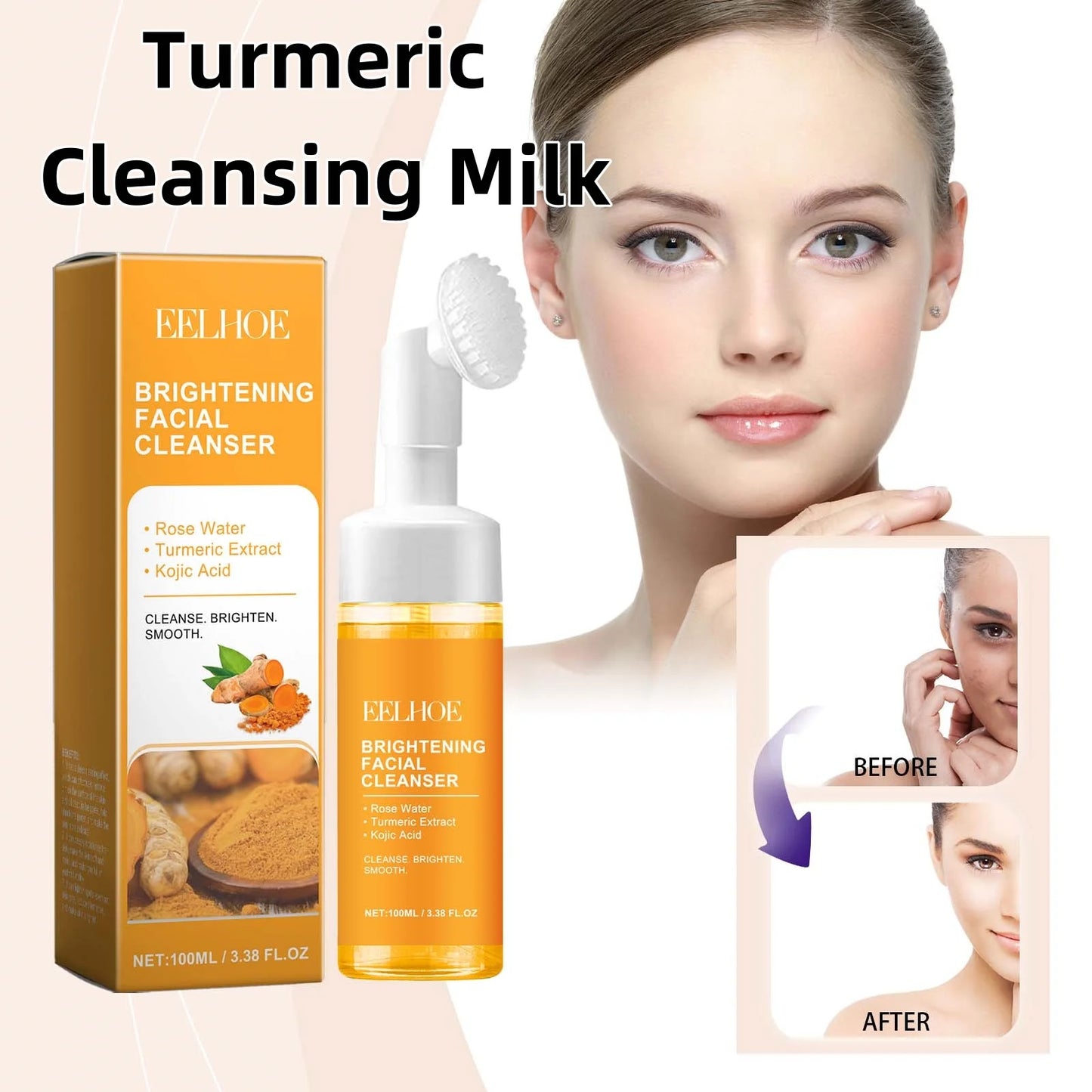 Turmeric Cleansing Milk Foam - Hydrating Facial Cleanser for Brightening Skin - ZOOMNSTORE