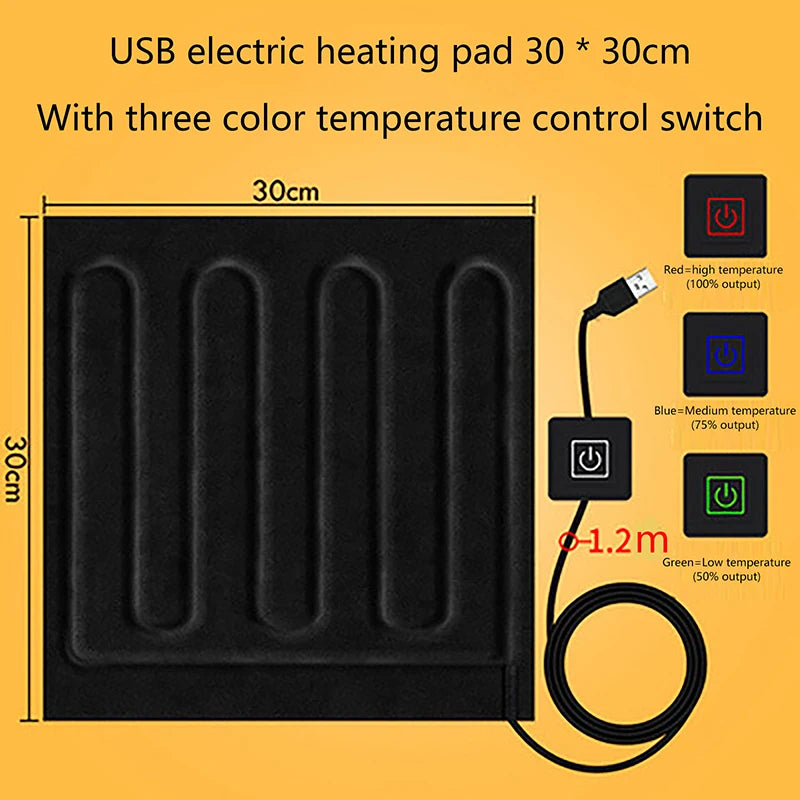 USB Heating Pad - Carbon Fiber Electric Soft Cushion Heater for Winter Vest Warmer - ZOOMNSTORE