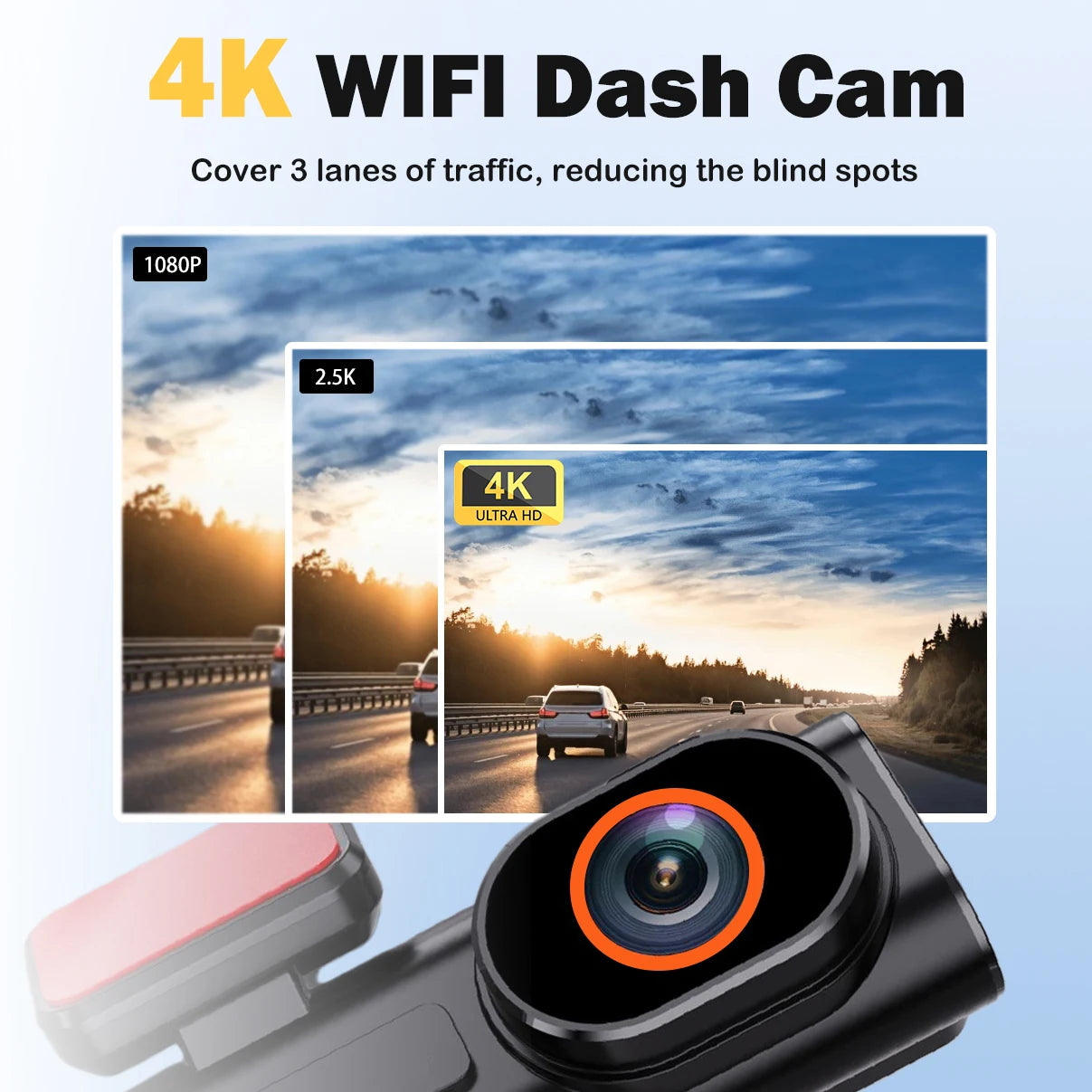 Ultra HD 4K Car Dash Cam - Mini WIFI DVR with 24H Parking Monitor Night Vision GPS Optional Rear View Camera - ZOOMNSTORE