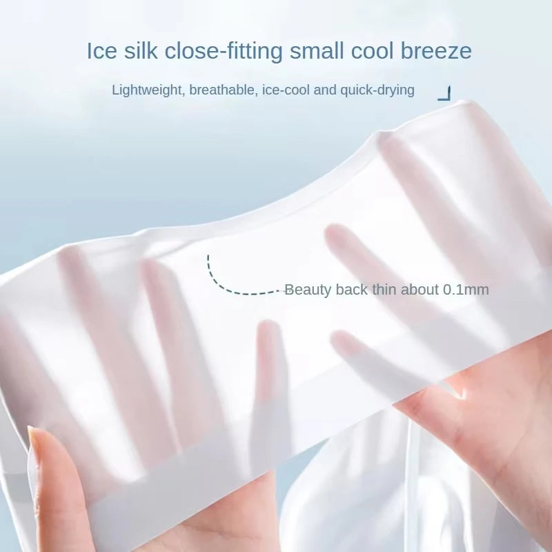 Ultra-Thin Ice Silk Halter Bra - Breathable Seamless Bustier for Small Chest - ZOOMNSTORE