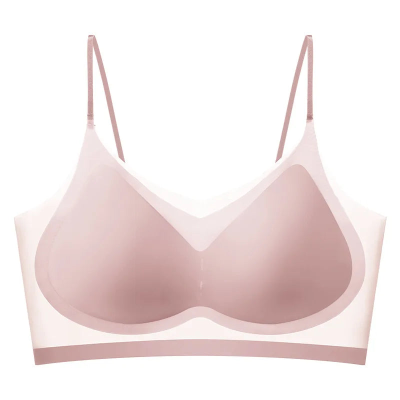 Ultra-Thin Ice Silk Halter Bra - Breathable Seamless Bustier for Small Chest - ZOOMNSTORE