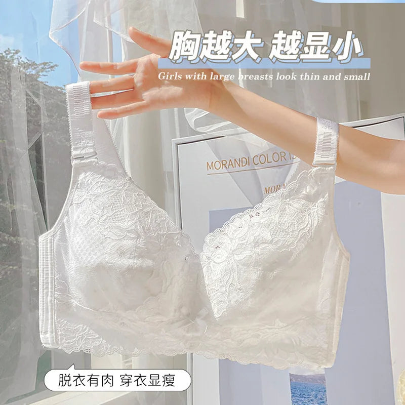 Ultra-Thin Lace Bra - Breathable Summer Push Up Wire Free Back Closure - ZOOMNSTORE