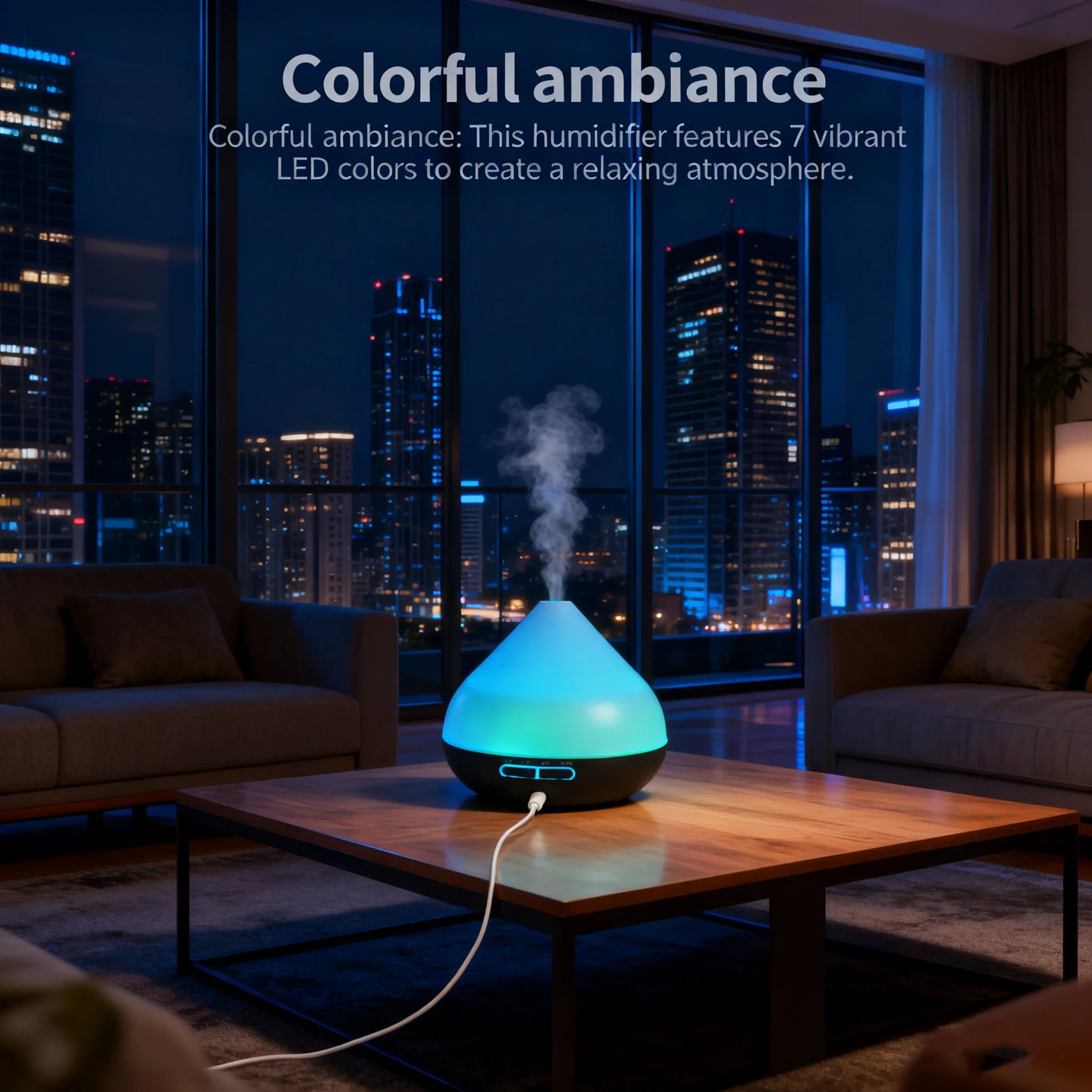 Ultrasonic Air Humidifier - 500ml Aromatherapy Diffuser with LED Night Light & Remote - ZOOMNSTORE
