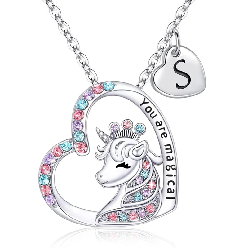 Unicorn Initial Necklace - Magical Horse Pendant for Girls Birthday Gifts - ZOOMNSTORE
