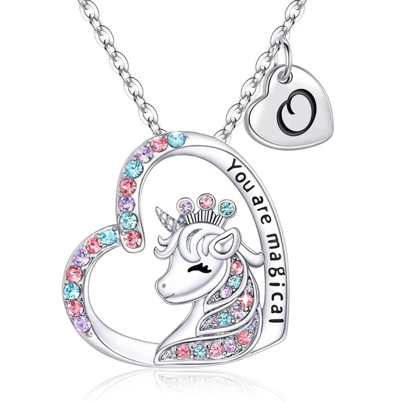 Unicorn Initial Necklace - Magical Horse Pendant for Girls Birthday Gifts - ZOOMNSTORE