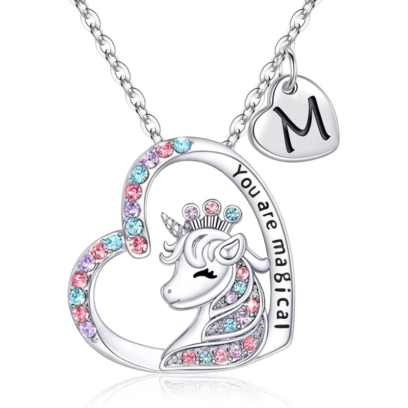 Unicorn Initial Necklace - Magical Horse Pendant for Girls Birthday Gifts - ZOOMNSTORE