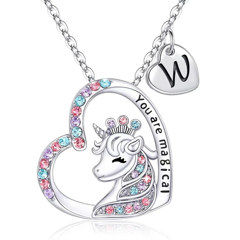 Unicorn Initial Necklace - Magical Horse Pendant for Girls Birthday Gifts - ZOOMNSTORE