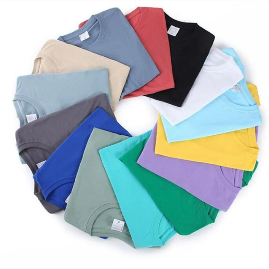 Unisex 100 Cotton Summer T-shirt - Solid Color O Neck Short Sleeve M-4XL - ZOOMNSTORE