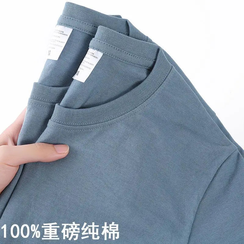 Unisex 100 Cotton Summer T-shirt - Solid Color O Neck Short Sleeve M-4XL - ZOOMNSTORE